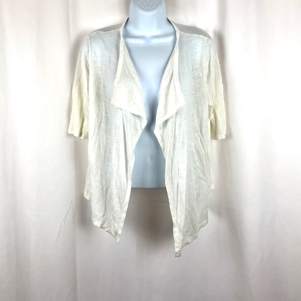 KENAR Linen blend open front cardigan sweater S